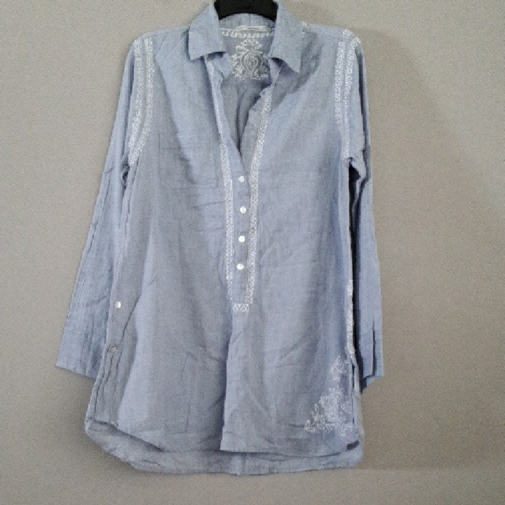 Subtle Luxury Sky Blue Embroidered Shirt